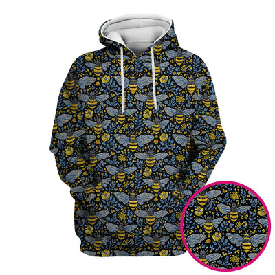 Honey Bee And Wildflower Garden Pattern Scrub Top, Comfortable Scrubs for Nurses