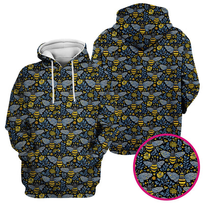 Honey Bee And Wildflower Garden Pattern Scrub Top, Comfortable Scrubs for Nurses