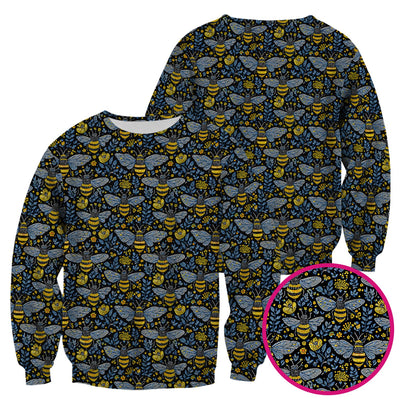 Honey Bee And Wildflower Garden Pattern Scrub Top, Comfortable Scrubs for Nurses