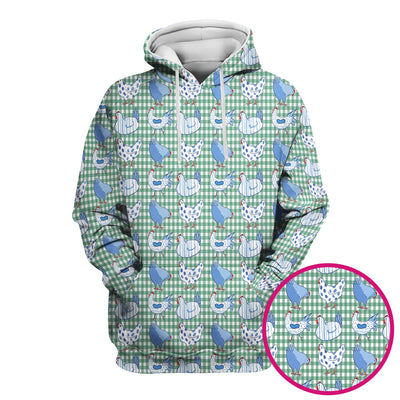 Blue Chicken Gingham Pattern Scrub Top, Comfortable Scrubs for Nurses