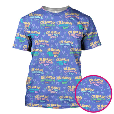 Inspirational Nurse Quote Care Message Pattern Scrub Top, Comfortable Scrubs for Nurses