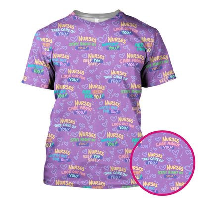 Inspirational Nurse Quote Care Message Pattern Scrub Top, Comfortable Scrubs for Nurses