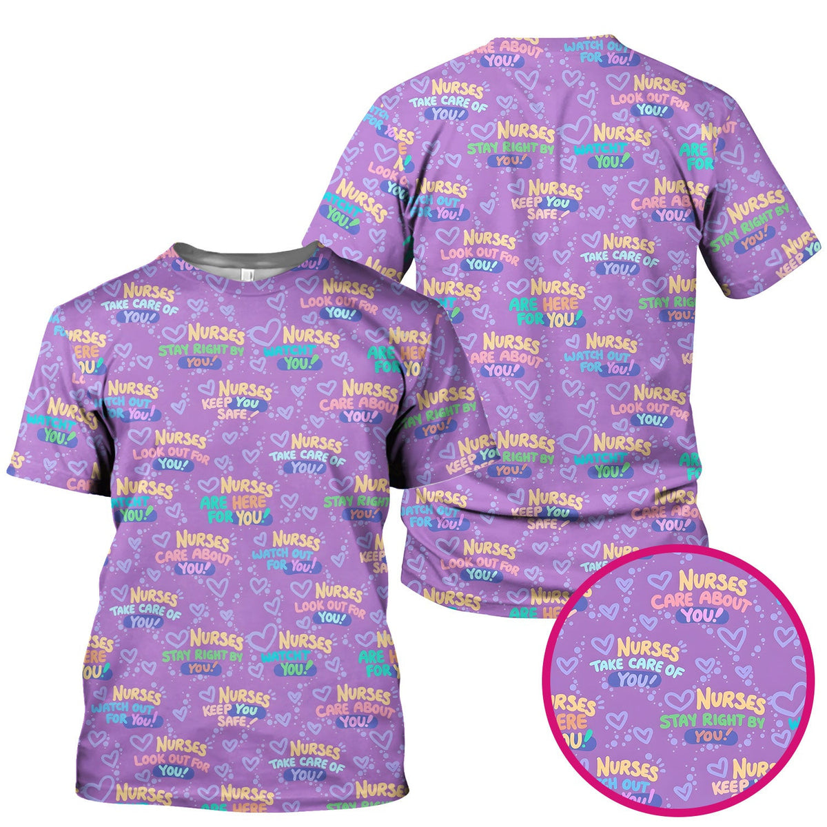 Inspirational Nurse Quote Care Message Pattern Scrub Top, Comfortable Scrubs for Nurses