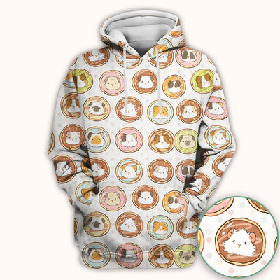 Cute Guinea Pig Donut Circle Pattern Scrub Top, Comfortable Scrubs for Nurses