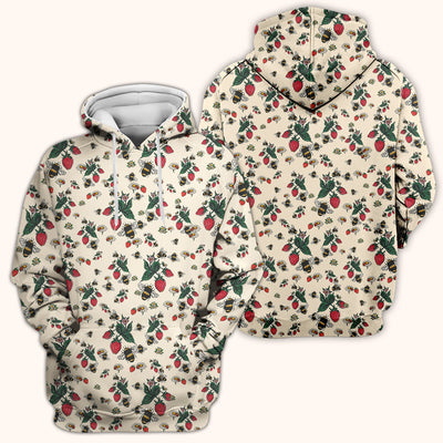 Cute Strawberry Bee Daisy Floral Pattern Scrub Top, Comfortable Scrubs for Nurses