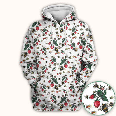 Cute Strawberry Bee Daisy Floral Pattern Scrub Top, Comfortable Scrubs for Nurses