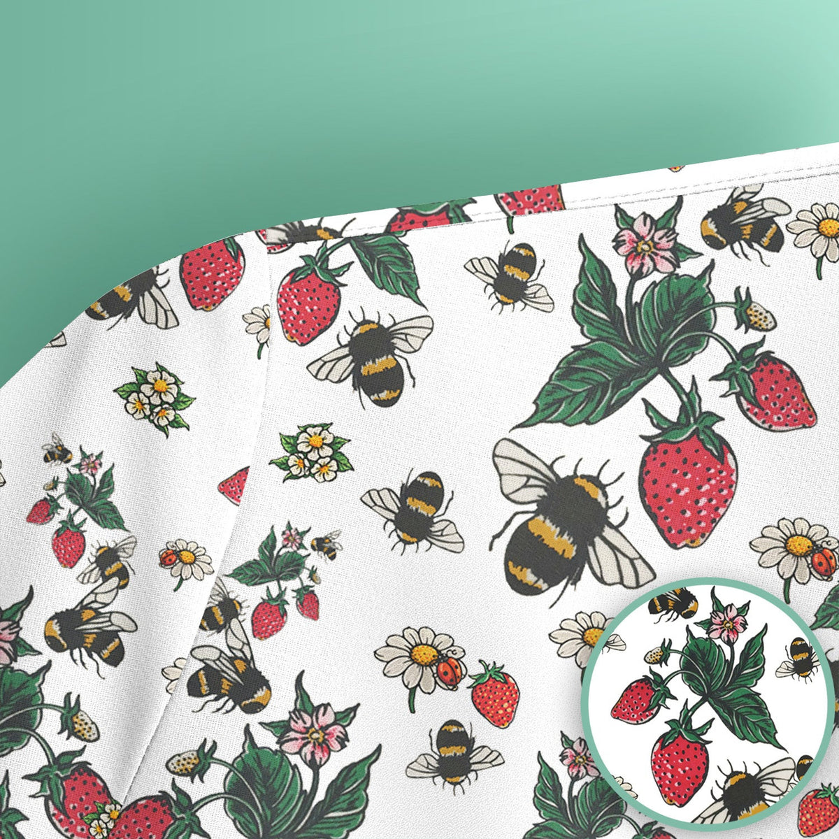 Cute Strawberry Bee Daisy Floral Pattern Scrub Top, Comfortable Scrubs for Nurses