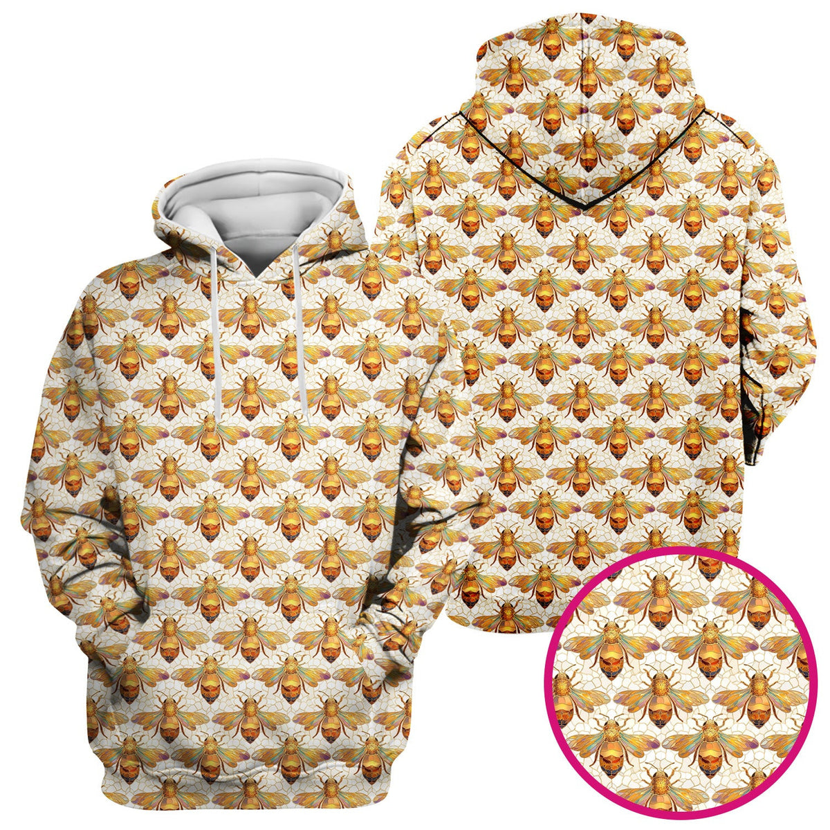 Golden Honey Bee Honeycomb Nurse Pattern Scrub Top, Comfortable Scrubs for Nurses