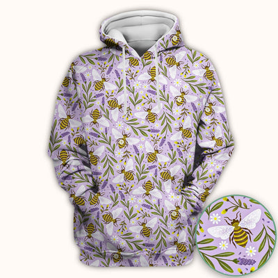 Cute Lavender Bee Floral Pattern Scrub Top, Comfortable Scrubs for Nurses