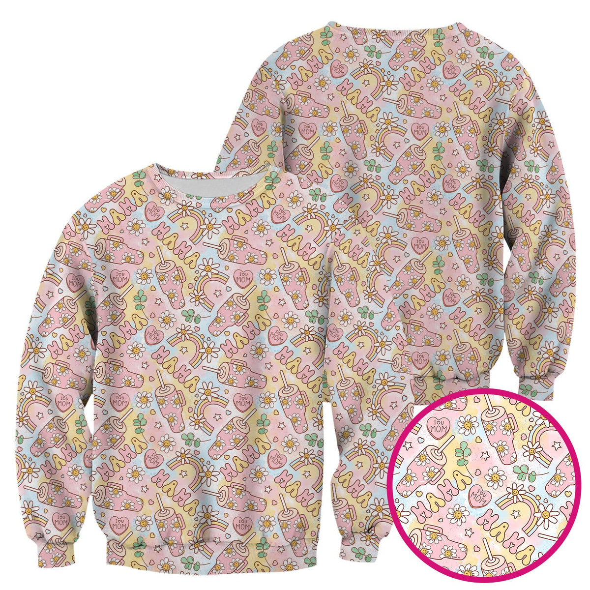 Sweet Nurse Mama Daisy Rainbow Pattern Scrub Top, Comfortable Scrubs for Nurses