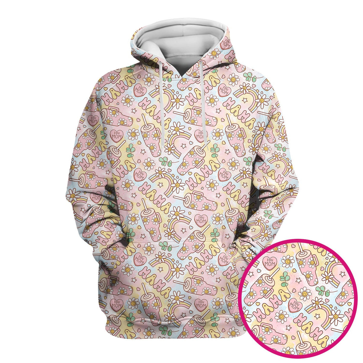 Sweet Nurse Mama Daisy Rainbow Pattern Scrub Top, Comfortable Scrubs for Nurses
