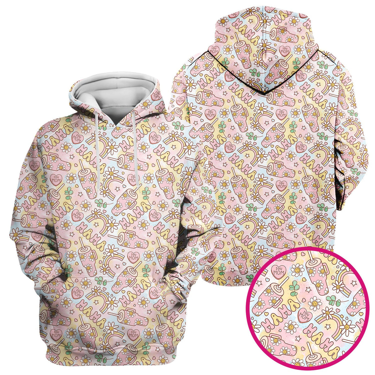Sweet Nurse Mama Daisy Rainbow Pattern Scrub Top, Comfortable Scrubs for Nurses