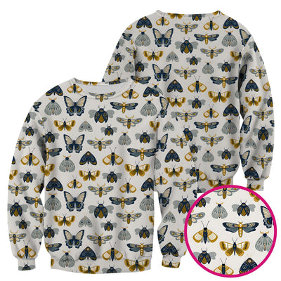Cute Butterfly Moth Insect Pattern Scrub Top, Comfortable Scrubs for Nurses