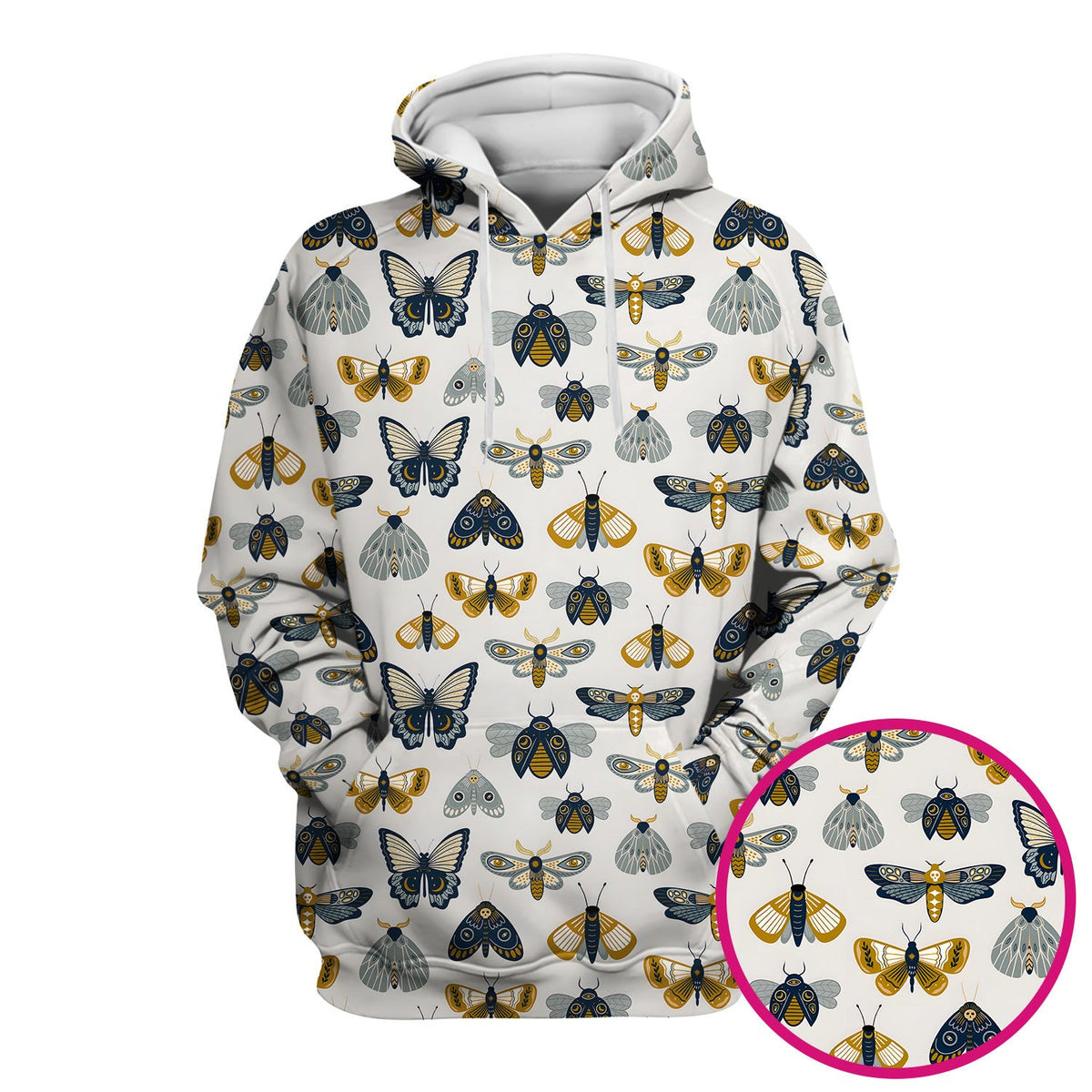 Cute Butterfly Moth Insect Pattern Scrub Top, Comfortable Scrubs for Nurses