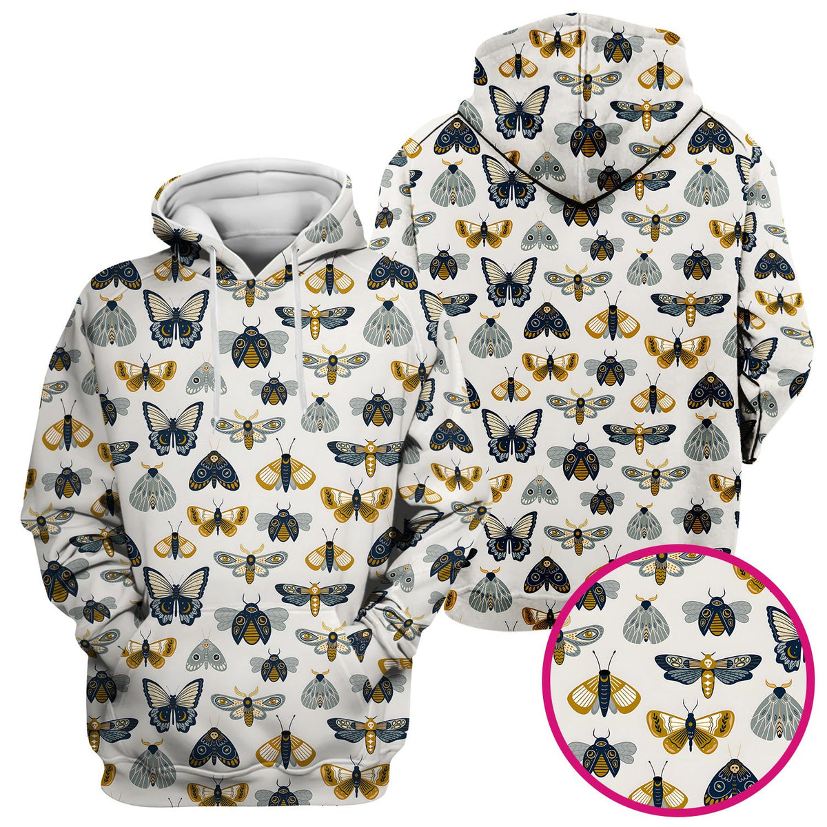 Cute Butterfly Moth Insect Pattern Scrub Top, Comfortable Scrubs for Nurses