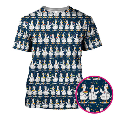 Cute Nurse Duck Pride Theme Scrub Top for Women, Breathable Nursing Uniform