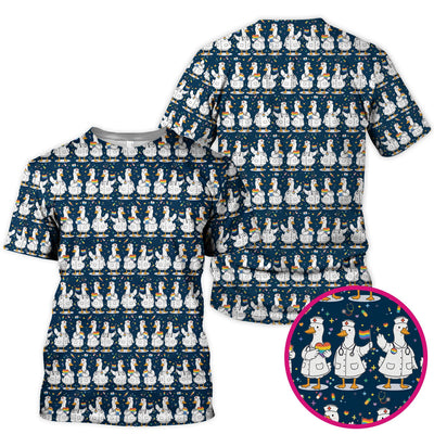 Cute Nurse Duck Pride Theme Scrub Top for Women, Breathable Nursing Uniform
