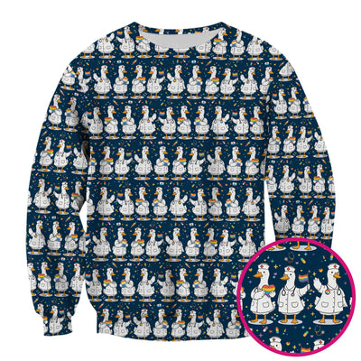 Cute Nurse Duck Pride Theme Scrub Top for Women, Breathable Nursing Uniform