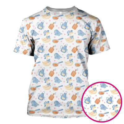 Duck Apron Kitchen Utensil Heart Pattern Scrub Top, Comfortable Scrubs for Nurses