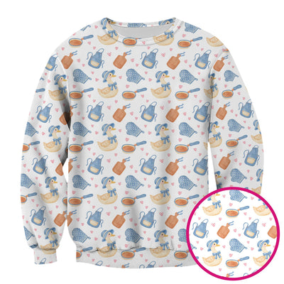 Duck Apron Kitchen Utensil Heart Pattern Scrub Top, Comfortable Scrubs for Nurses
