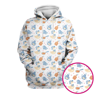 Duck Apron Kitchen Utensil Heart Pattern Scrub Top, Comfortable Scrubs for Nurses