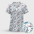 Funny Patriotic Stethoscope Bandage Nurse Pattern Scrub Top, Comfortable Scrubs for Nurses