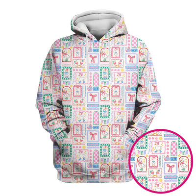 Adorable Nurse Goose Ribbon Patchwork Frame Pattern Scrub Top, Comfortable Scrubs for Nurses