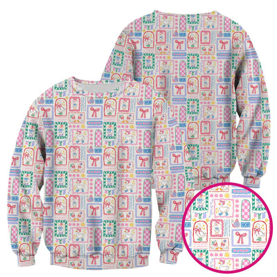 Adorable Nurse Goose Ribbon Patchwork Frame Pattern Scrub Top, Comfortable Scrubs for Nurses
