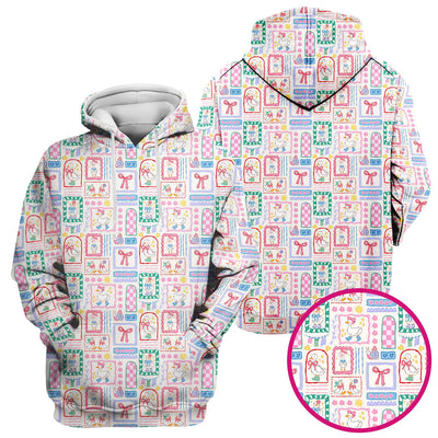 Adorable Nurse Goose Ribbon Patchwork Frame Pattern Scrub Top, Comfortable Scrubs for Nurses
