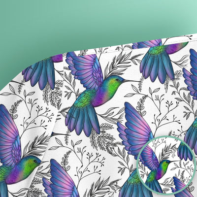 Colorful Hummingbird Flying Botanical Pattern Scrub Top, Comfortable Scrubs for Nurses