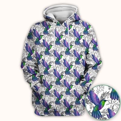 Colorful Hummingbird Flying Botanical Pattern Scrub Top, Comfortable Scrubs for Nurses