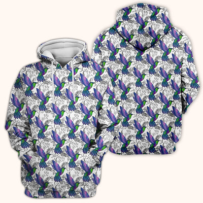 Colorful Hummingbird Flying Botanical Pattern Scrub Top, Comfortable Scrubs for Nurses