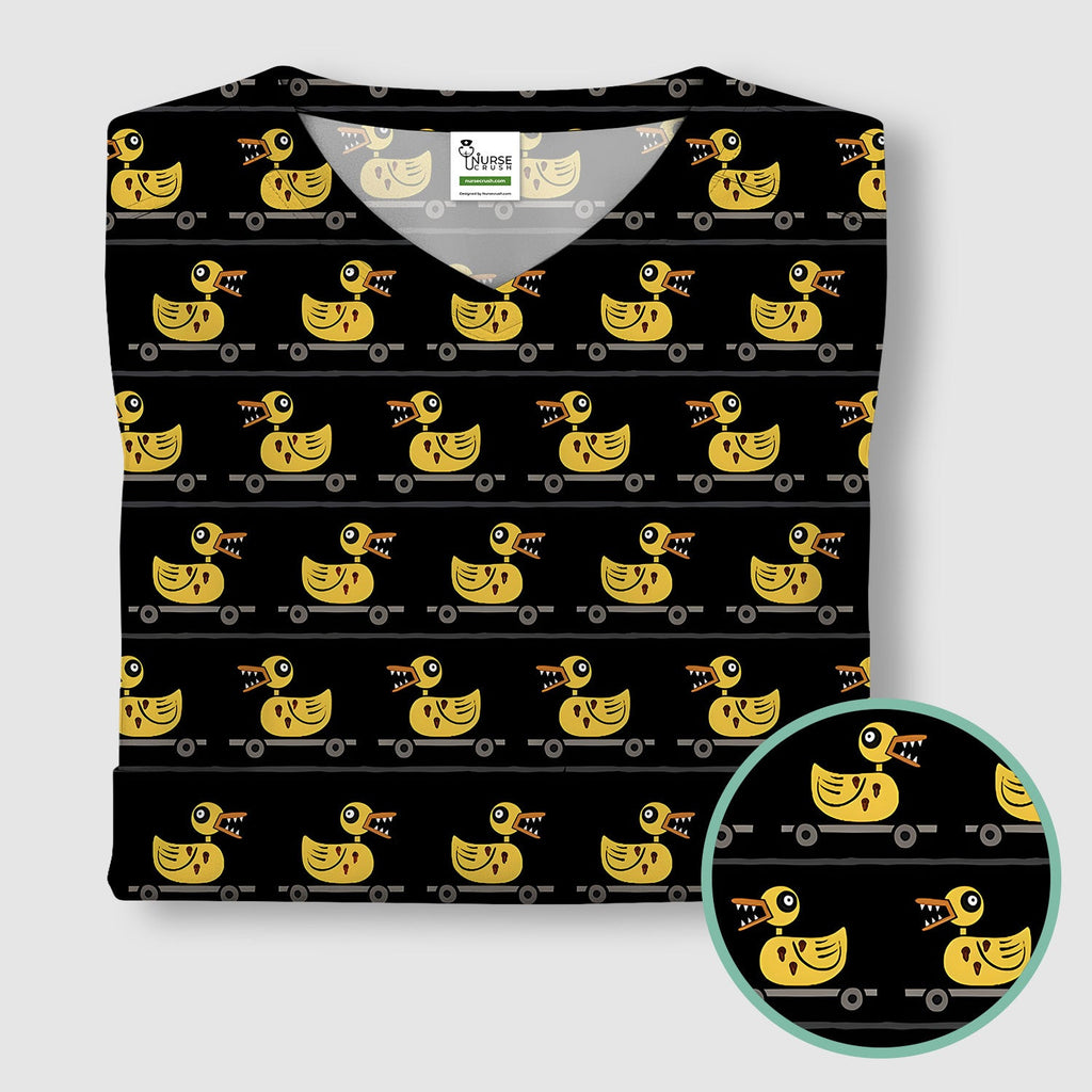 Spooky Rubber Duck Scrub Top, Cute Creepy Halloween Nursing Uniform