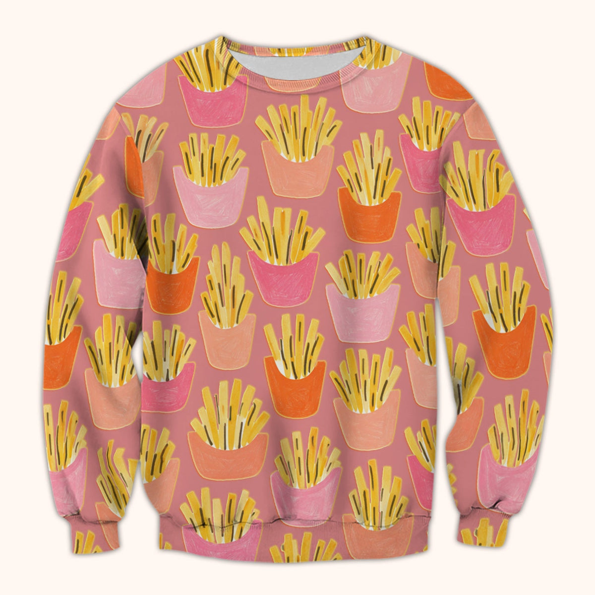 Funny French Fries Snack Food Pattern Scrub Top, Comfortable Scrubs for Nurses