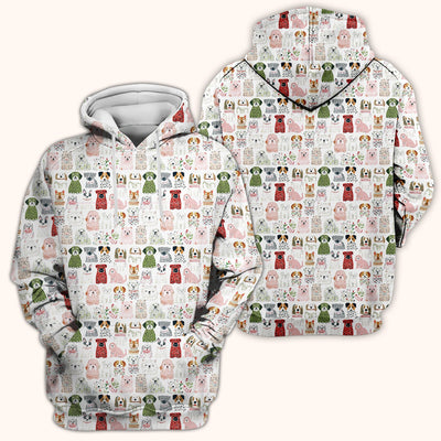 Cute Cartoon Dog Breeds Pattern Scrub Top, Comfortable Scrubs for Nurses