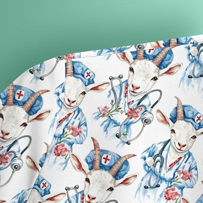 Cute Goat Animal Lover Pattern Scrub Top, Comfortable Scrubs for Nurses