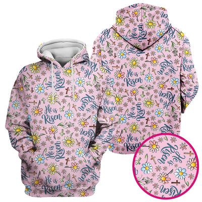 He Is Risen Cross Flower Pattern Scrub Top, Comfortable Scrubs For Nurses
