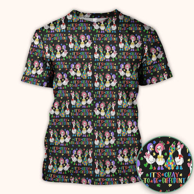 It’s Okay To Be Different Duck Pattern Scrub Top, Comfortable Scrubs For Nurses