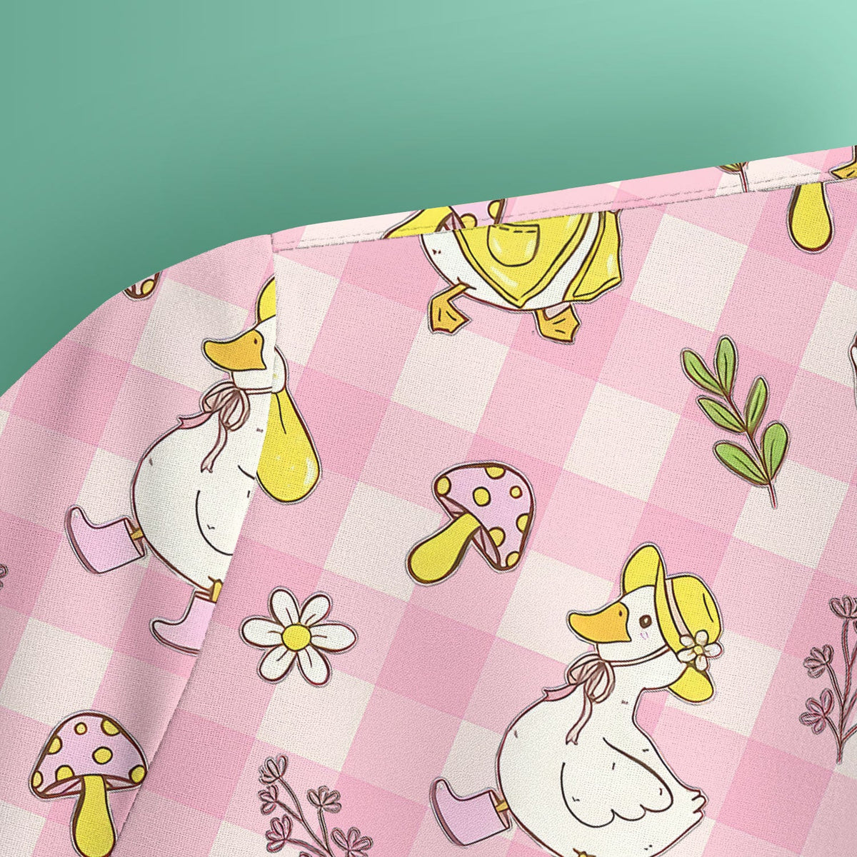 Cute Duck Outfit Gingham Pattern Scrub Top, Comfortable Scrubs for Nurses