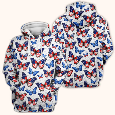 Charming Patriotic Butterfly Star Pattern Scrub Top, Comfortable Scrubs For Nurses