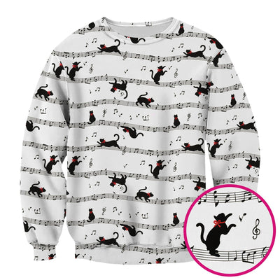 Cute Dancing Black Cat Music Staff Pattern Scrub Top, Comfortable Scrubs for Nurses
