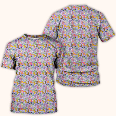 Colorful Butterfly Pattern Scrub Top, Breathable Fabrics Nursing Uniform