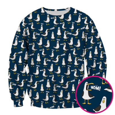 Funny Seagull Mom Seamless Pattern Scrub Top, Comfortable Scrubs for Nurses