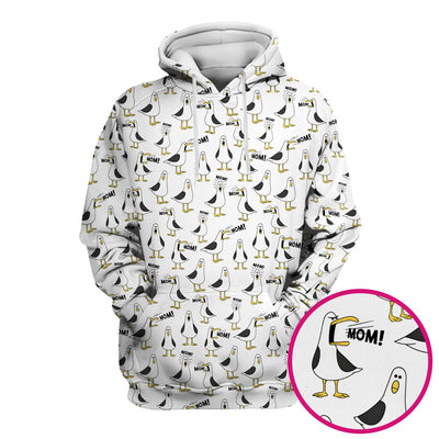 Funny Seagull Mom Seamless Pattern Scrub Top, Comfortable Scrubs for Nurses