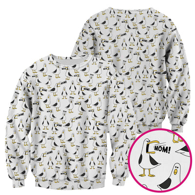 Funny Seagull Mom Seamless Pattern Scrub Top, Comfortable Scrubs for Nurses