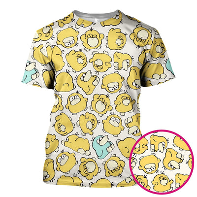 Funny Yellow Cartoon Duck Pattern Scrub Top, Comfortable Scrubs For Nurses