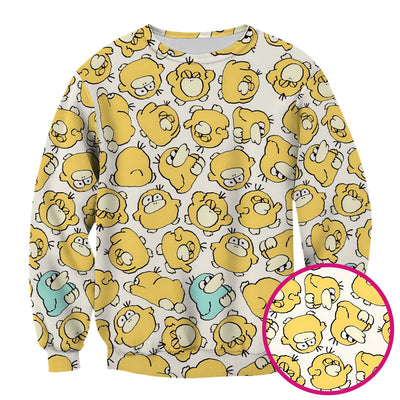 Funny Yellow Cartoon Duck Pattern Scrub Top, Comfortable Scrubs For Nurses