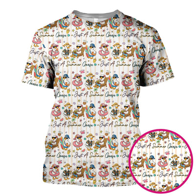 Summer Beach Goose Vacation Pattern Scrub Top, Comfortable Scrubs for Nurses