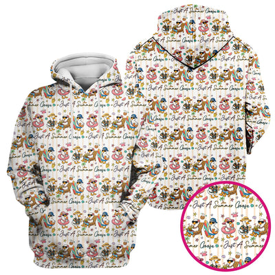 Summer Beach Goose Vacation Pattern Scrub Top, Comfortable Scrubs for Nurses