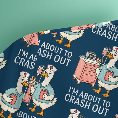 Funny Nurse Goose Crash Out Pattern Scrub Top, Comfortable Scrubs for Nurses